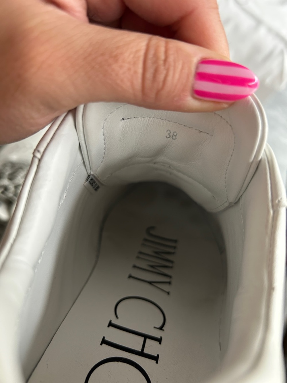 Jimmy Choo White Platform Logo-Print Lace Sneakers - Picture 6 of 10